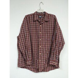 BKE Buckle Dress Shirt XL Red Rust Plaid Long Sleeve Mens